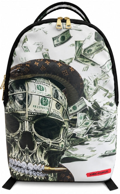 Alviero Rodriguez Money Skull White Backpack