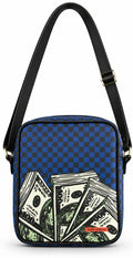 Alviero Rodriguez Blue Money Checkered Crossbody Bag