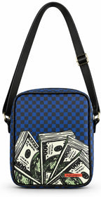 Alviero Rodriguez Blue Money Checkered Crossbody Bag