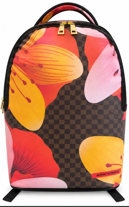 Alviero Rodriguez Sunset Bloom Checkered Backpack