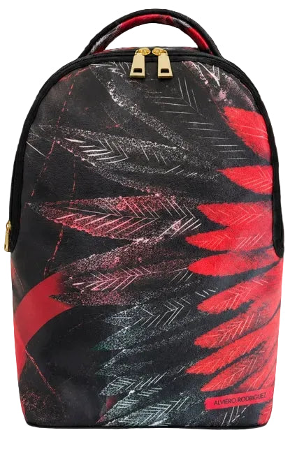 Alviero Rodriguez Red Feather Black Backpack