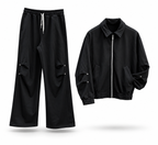 Black Studded Zip Tracksuit Set