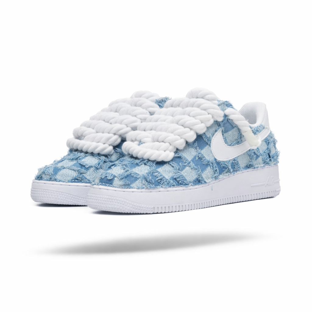 Nike Air Force 1 Custom “Denim Checks Blue"