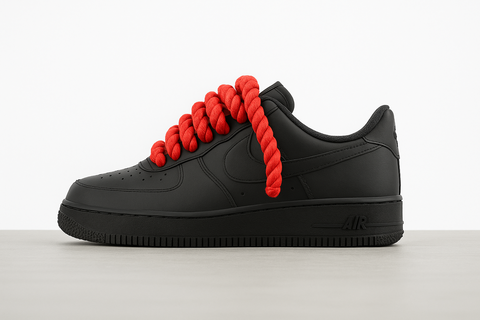 NIKE AIR FORCE 1 BLACK “ROPE LACES RED”