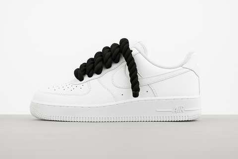 NIKE AIR FORCE 1 WHITE  “ROPE LACES BLACK”