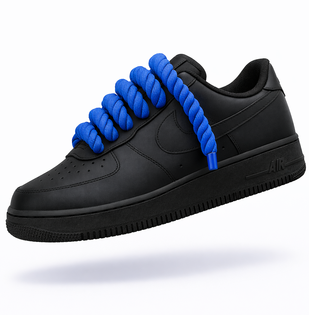 NIKE AIR FORCE 1 BLACK “ROPE LACES BLUE”