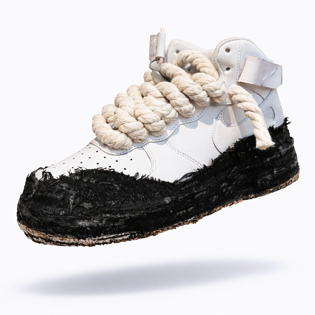 NIKE AIR FORCE 1  MID WHITE "BLACK DENIM SOLE"