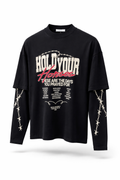Hold Your Horses Layered Tee – Black