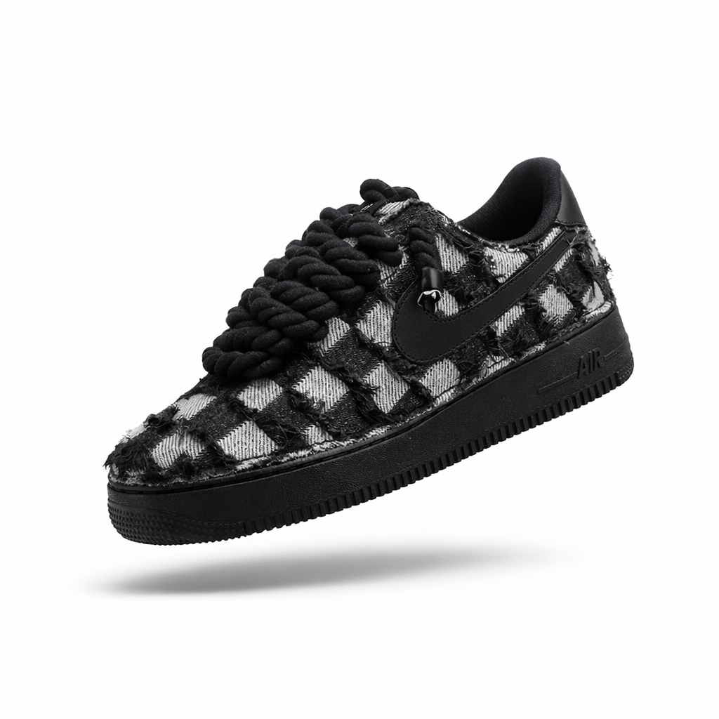Nike Air Force 1 Custom “Denim Checks Black"