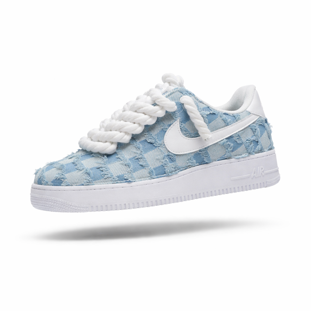 Nike Air Force 1 Custom “Denim Checks Blue"