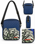 Alviero Rodriguez Blue Money Checkered Crossbody Bag