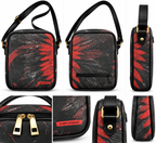 Alviero Rodriguez Red Feather Black Crossbody Bag