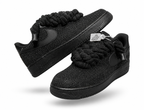 NIKE AIR FORCE 1 “ GLITTER ROPE LACES BLACK" RED SOLE