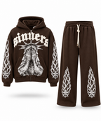 Brown Sinners Boxy Zip-Up Cordset