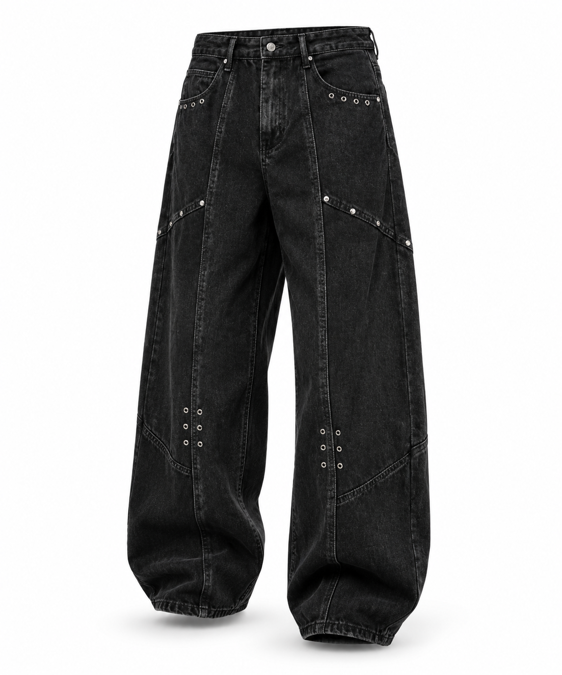 Black Balloon Fit Studded Jeans