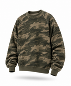 Green Waffle Camo Crop Crewneck