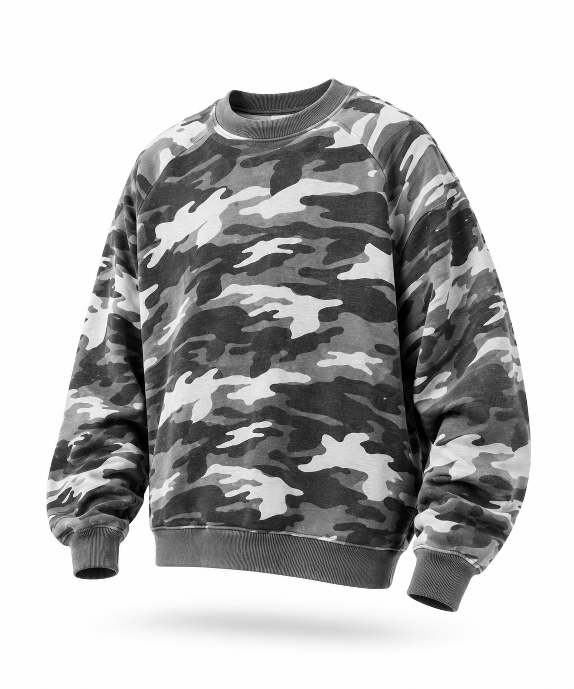 White Waffle Camo Crop Crewneck