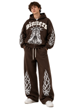 Brown Sinners Boxy Zip-Up Cordset
