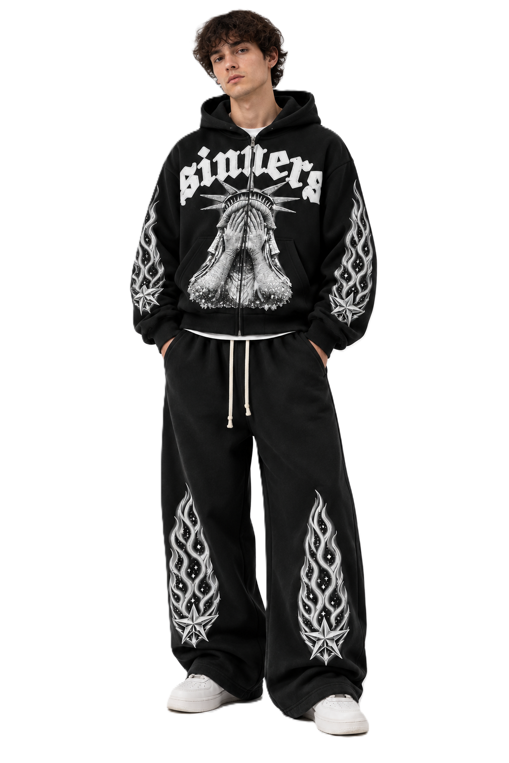 Black Sinners Boxy Zip-Up Cordset