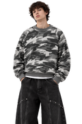 White Waffle Camo Crop Crewneck