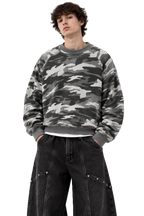 White Waffle Camo Crop Crewneck
