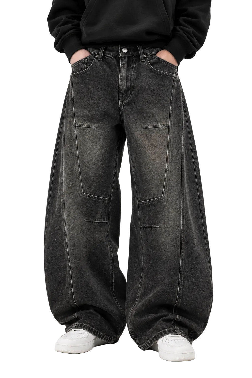DARK FRAME BAGGY JEANS – FADED BLACK
