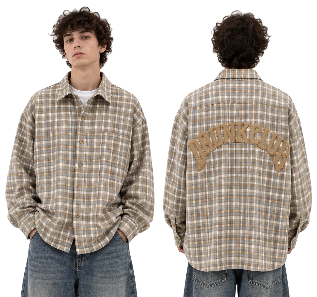 DRUNK CLUB CHECK SHIRT – DUSTY