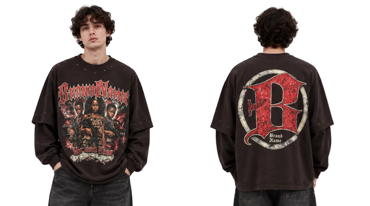 War and Fear Studded Brown Long Sleeve
