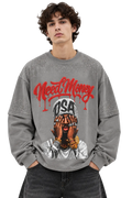 Grey Need Money Rhinestone Longsleeve