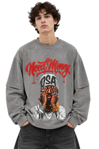 Grey Need Money Rhinestone Longsleeve