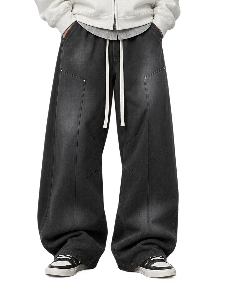 Grey Studded Baggy Sweatpants