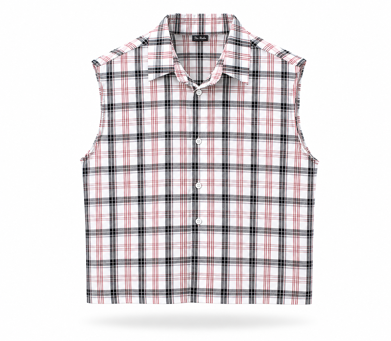 SLEEVELESS COTTON SHIRT WHITE RED