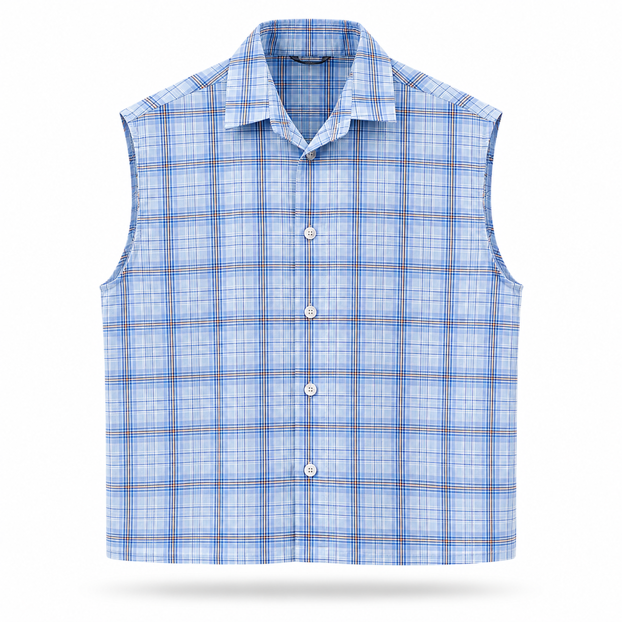 SLEEVELESS COTTON SHIRT SKY BLUE
