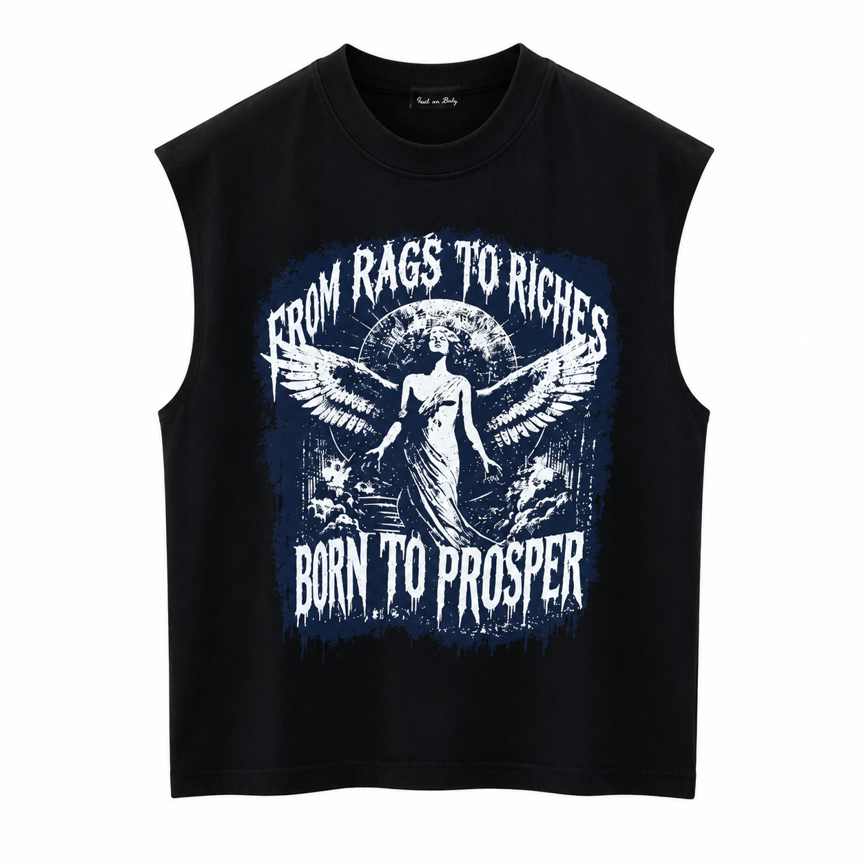 RAGS TO RICHES GRAPHIC SLEEVELESS TEE BLACK