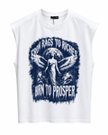 RAGS TO RICHES GRAPHIC SLEEVELESS TEE WHITE