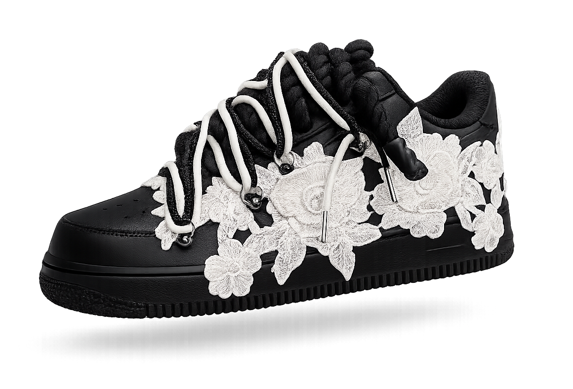NIKE AIR FORCE 1 BLACK "WHITE FLOWERS"