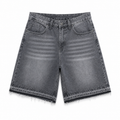 RAW EDGE DENIM SHORTS BLACK