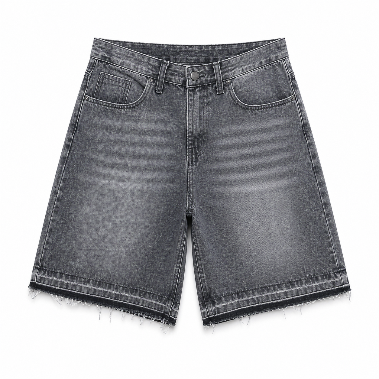 RAW EDGE DENIM SHORTS BLACK