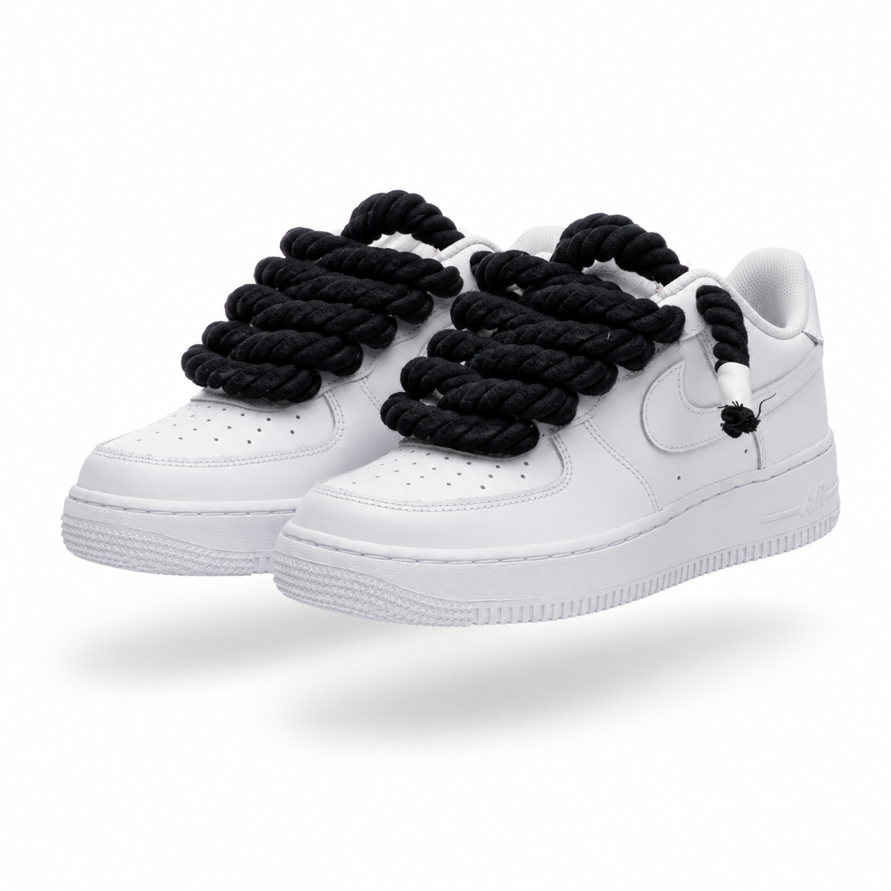 NIKE AIR FORCE 1 WHITE  “ROPE LACES BLACK”