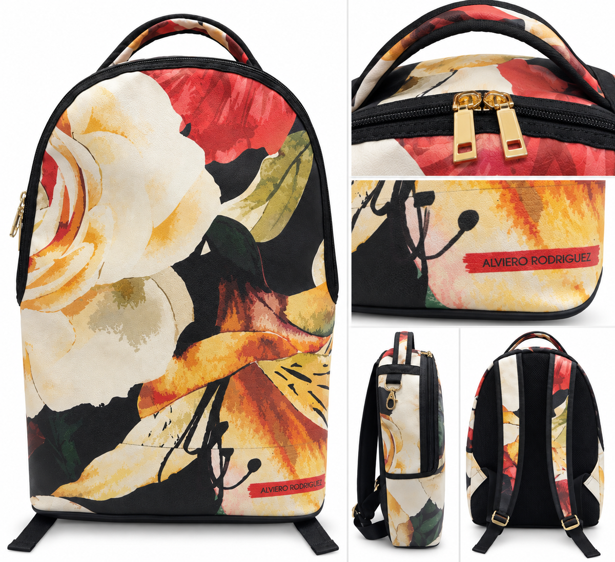 Alviero Rodriguez Floral Noir Backpack