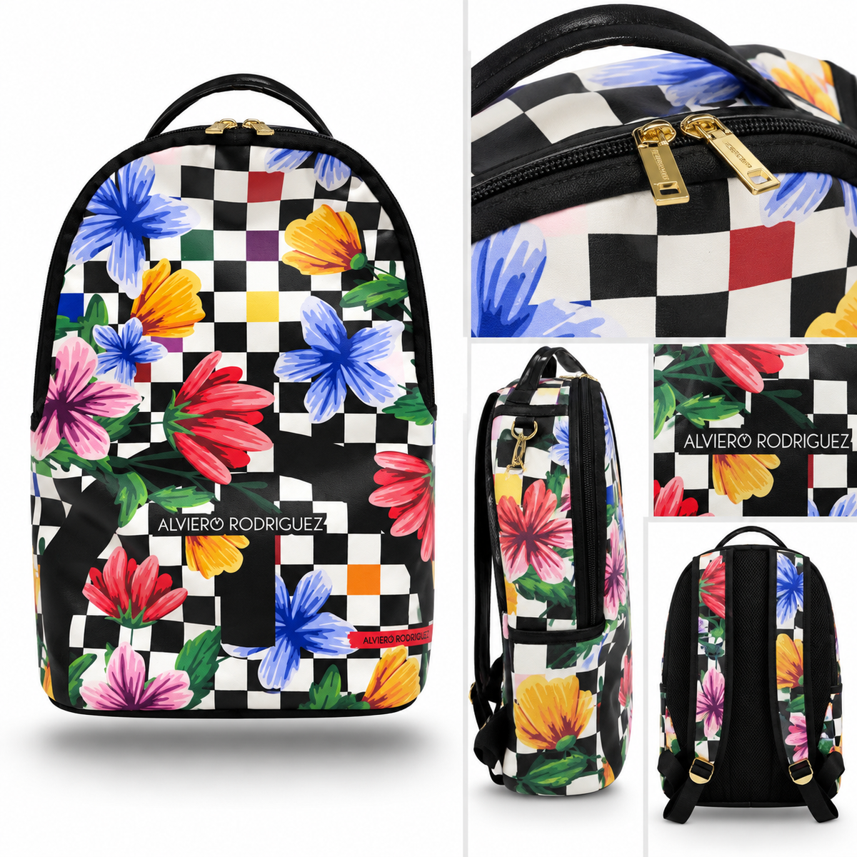 Alviero Rodriguez Bloom Checkered Backpack
