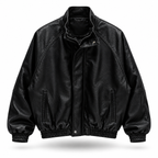 OVERSIZED LEATHER BOMBER BLACK