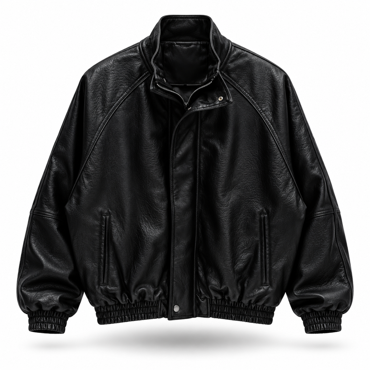 OVERSIZED LEATHER BOMBER BLACK