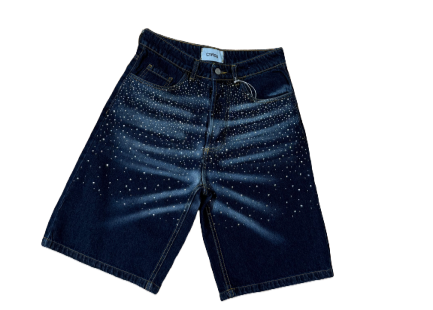 Galaxy Spark Shorts – Denim Strass
