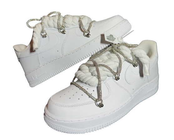 NIKE AIR FORCE 1 “ROPE LACES WHITE” TRIPLE SWAROVSKI SILVER