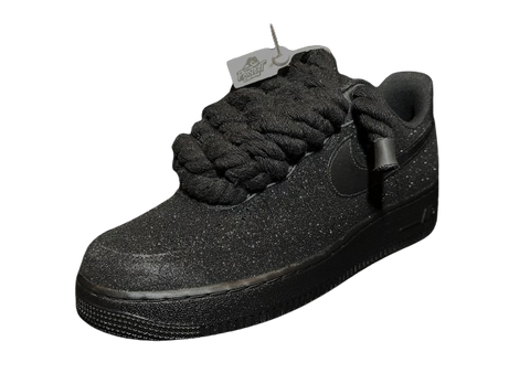NIKE AIR FORCE 1 “ GLITTER ROPE LACES BLACK" RED SOLE