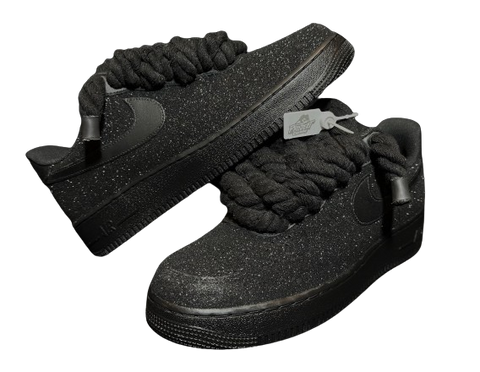 NIKE AIR FORCE 1 “ GLITTER ROPE LACES BLACK" RED SOLE