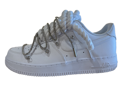 NIKE AIR FORCE 1 “ROPE LACES WHITE” TRIPLE SWAROVSKI SILVER