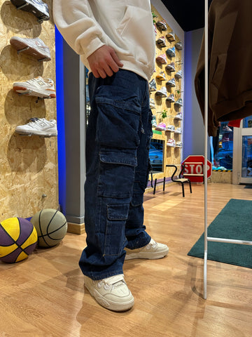 JEANS CARGO MULTIPOCKET BLU