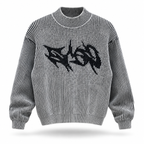 DISTRESSED LOGO KNIT SWEATER WHITE